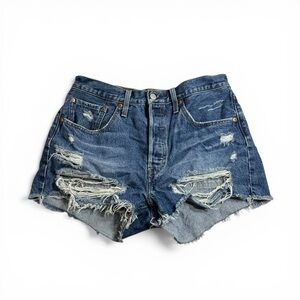 Levis 501 Size 30 Blue Cutoff Womens Shorts Button Fly 2.5” Cowgirl Rodeo
